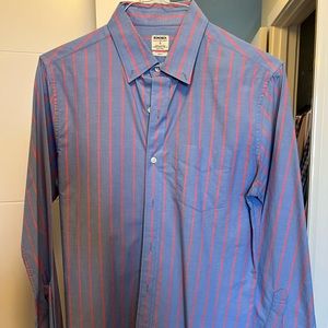 Bonobos pink stripe on blue casual shirt sz. S slim fit